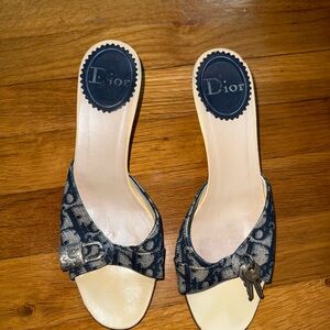 Vintage Christian Dior Diorissimo Padlock Mules, blue